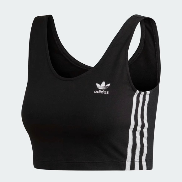 Adidas Black Crop Top with White Accents - Picture 1 of 5